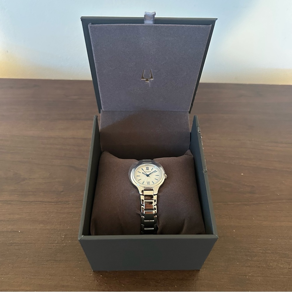 NWT Bulova Women's Analog Classic Watch Silver Blue New